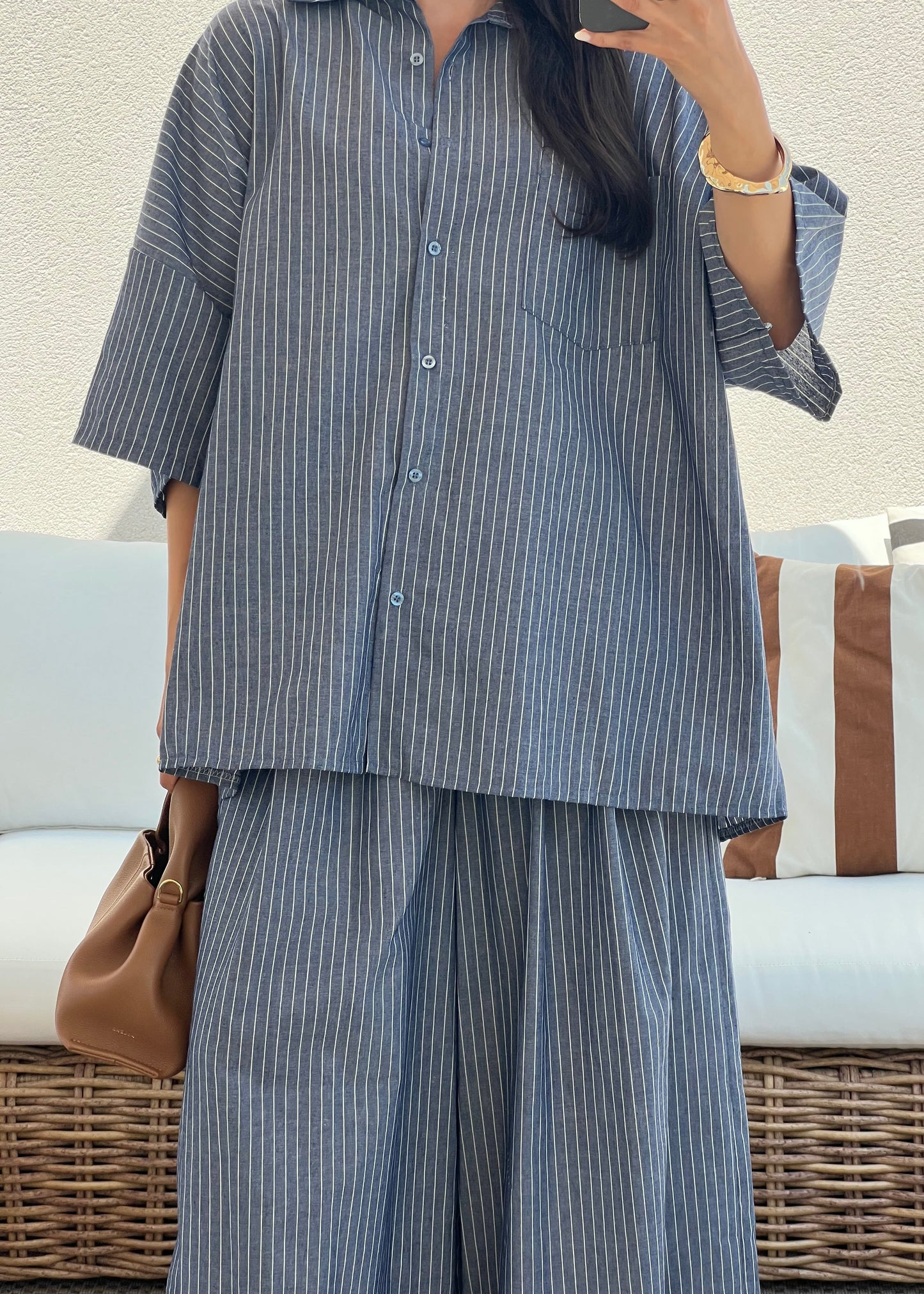 ENSEMBLE RAYURE BLEU