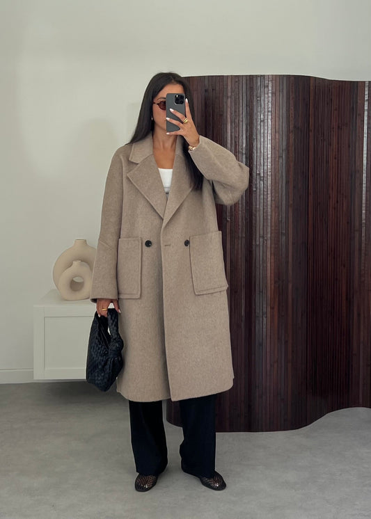 MANTEAU LAINE TAUPE
