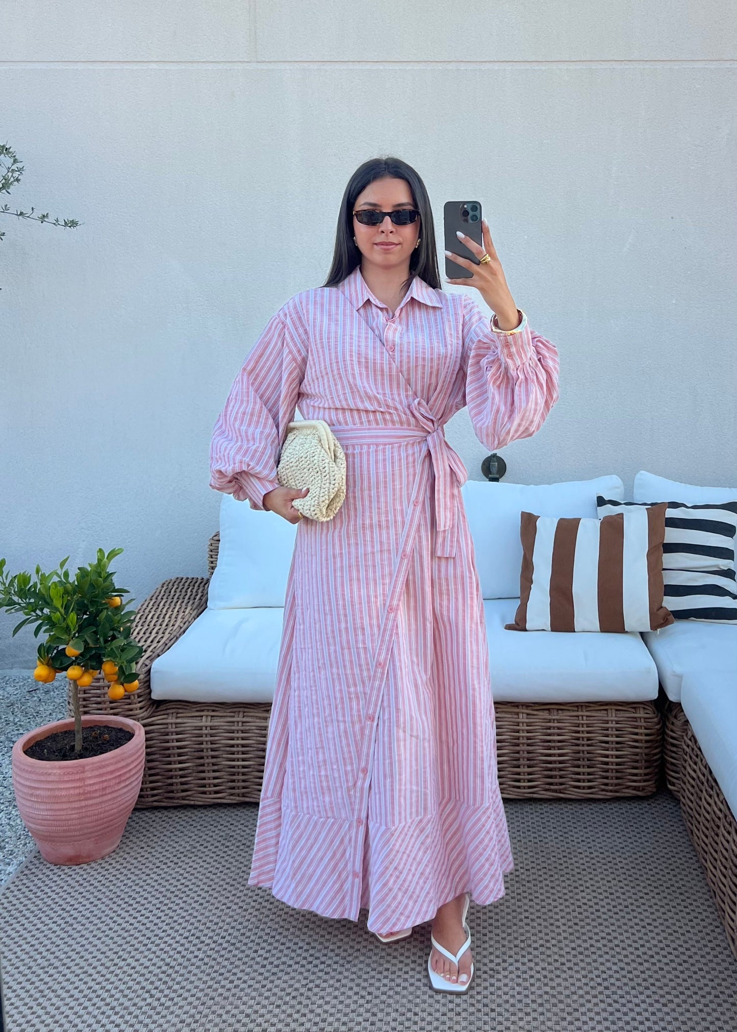 ROBE RAYURE BRIQUE