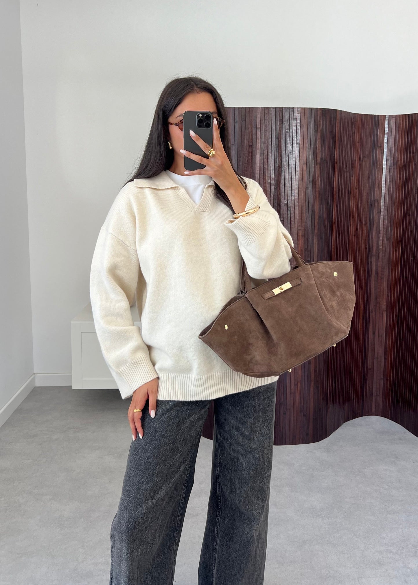 PULL COL POLO CRÈME