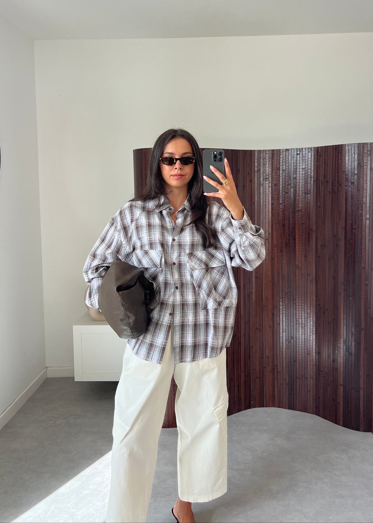 CHEMISE CARREAUX MARRON