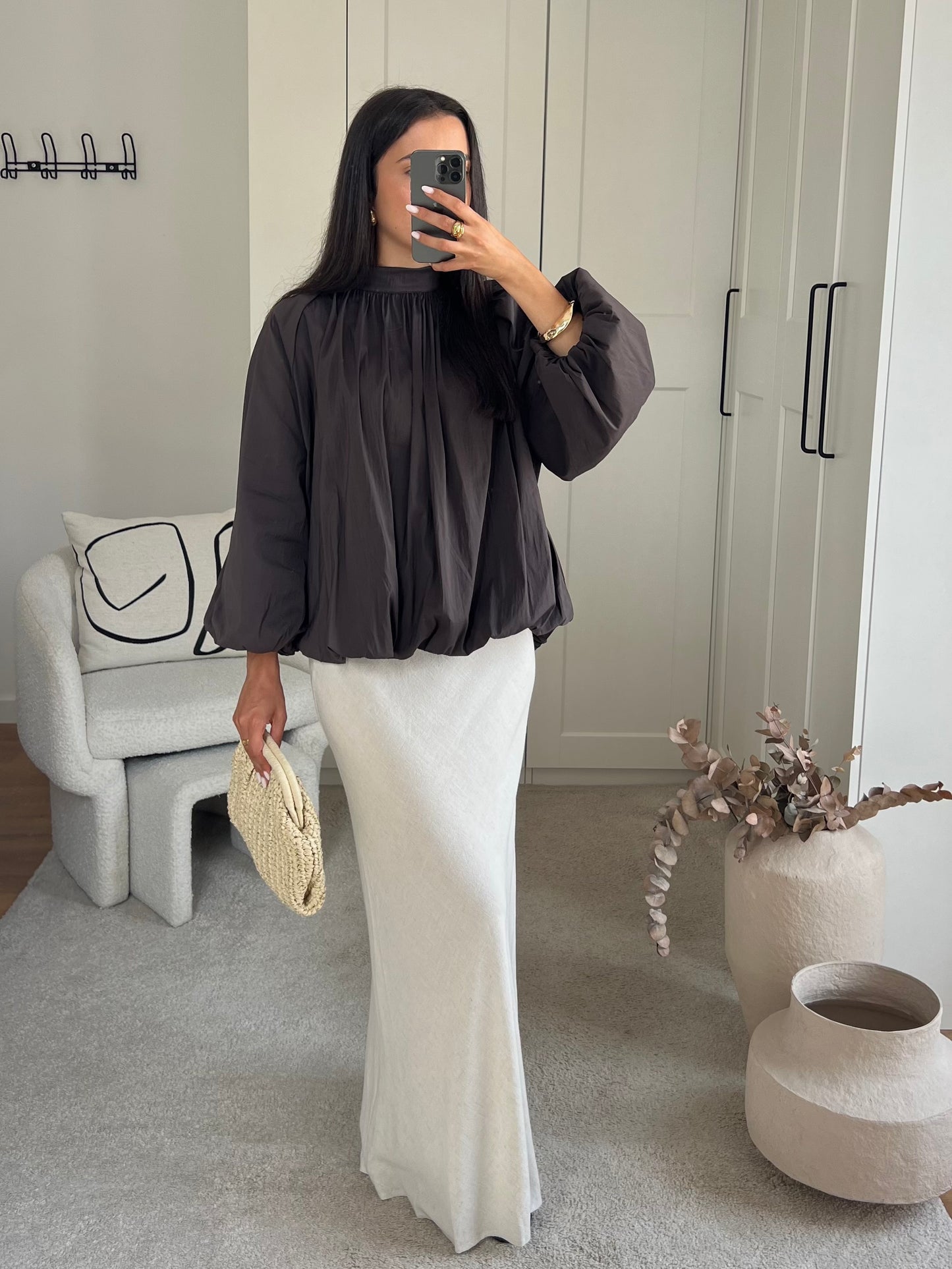 JUPE LONGUE LIN BEIGE