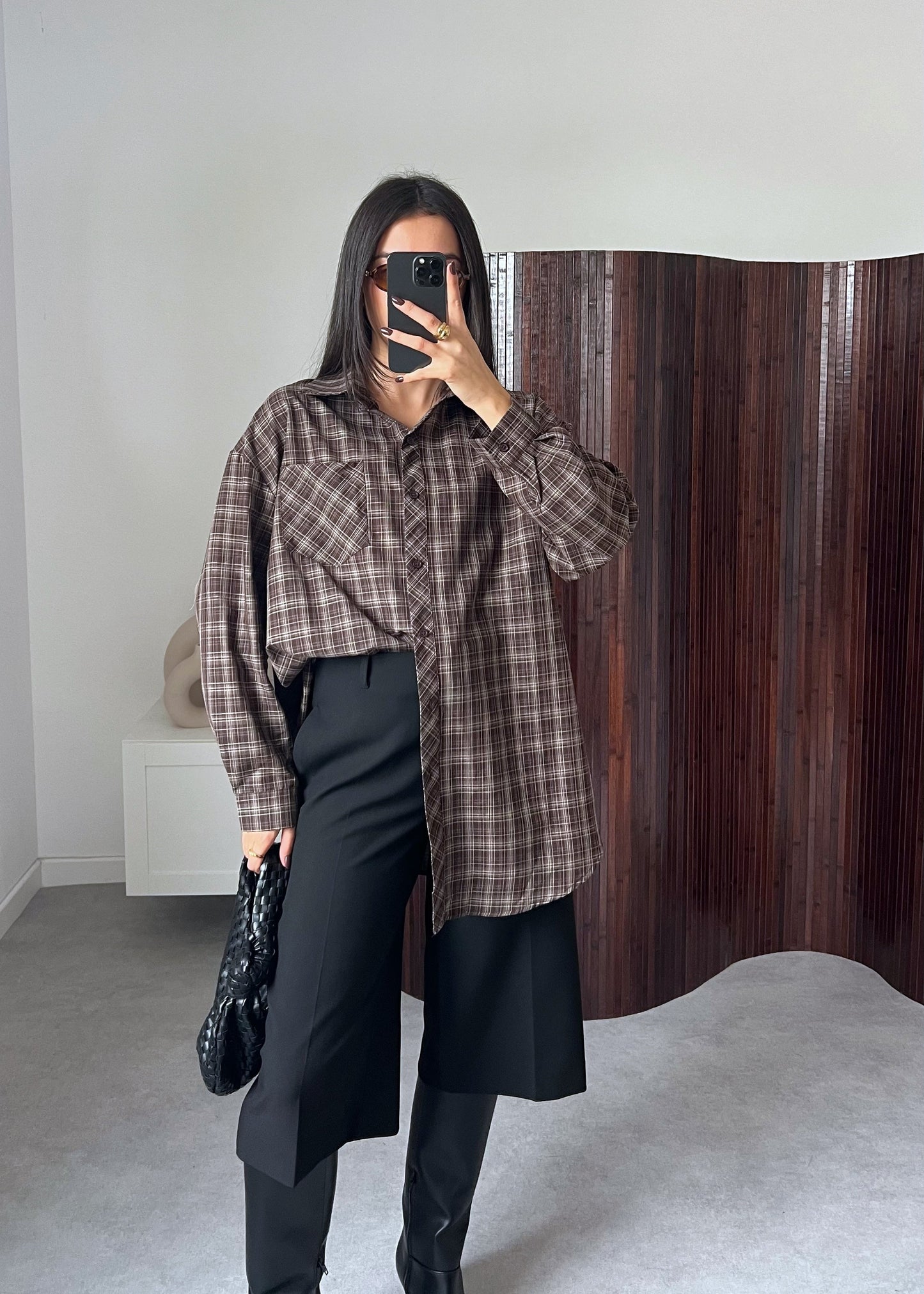 CHEMISE CARREAUX MARRON