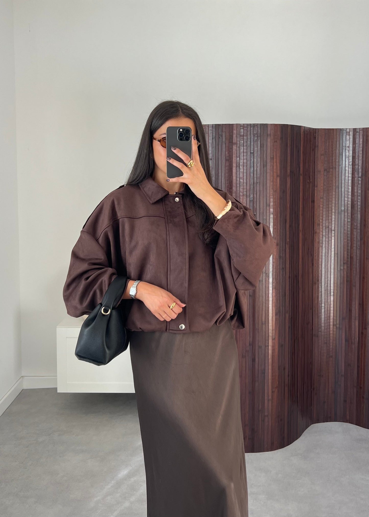 VESTE EFFET DAIM CHOCO