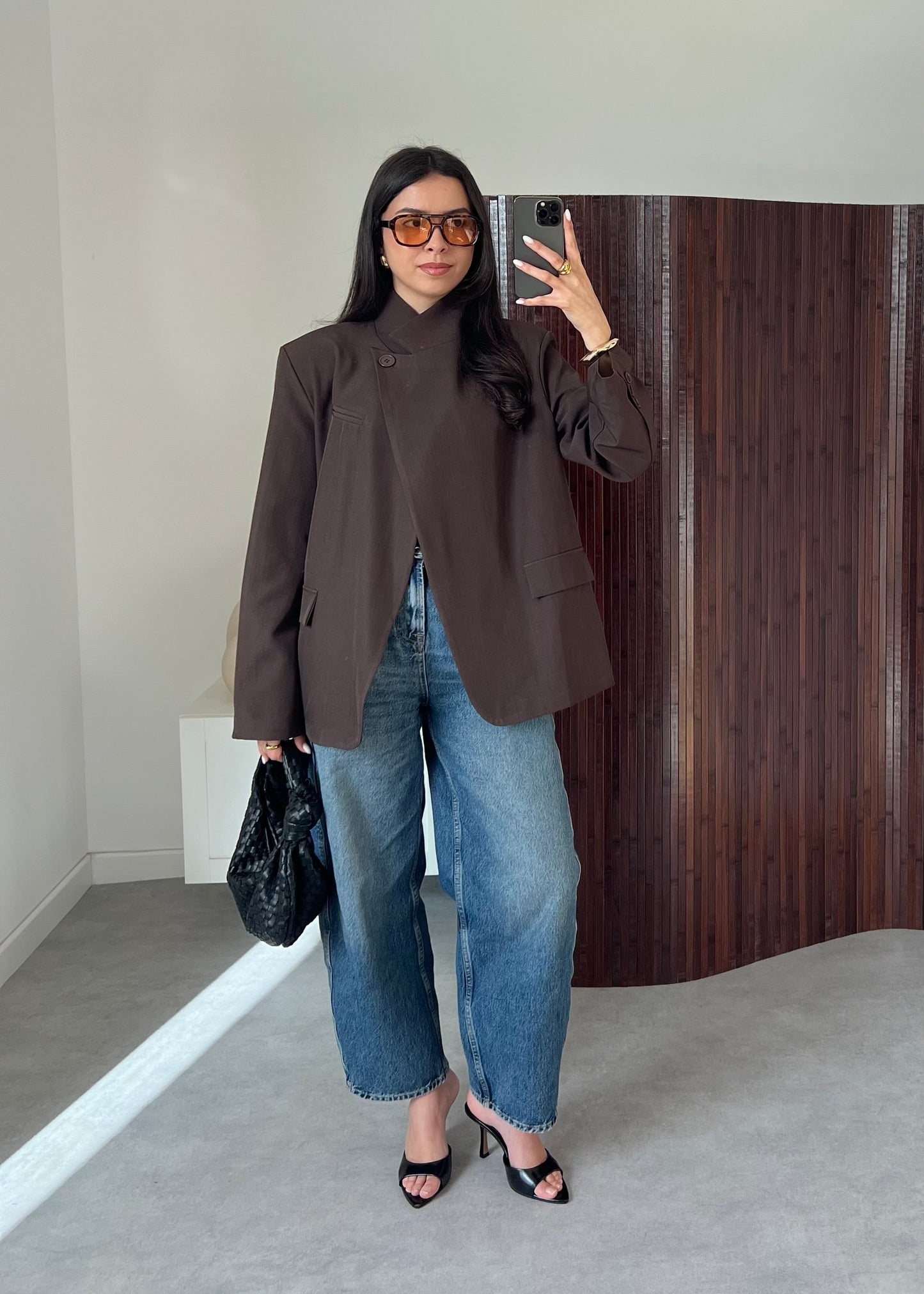 BLAZER COL CROISÉ MARRON