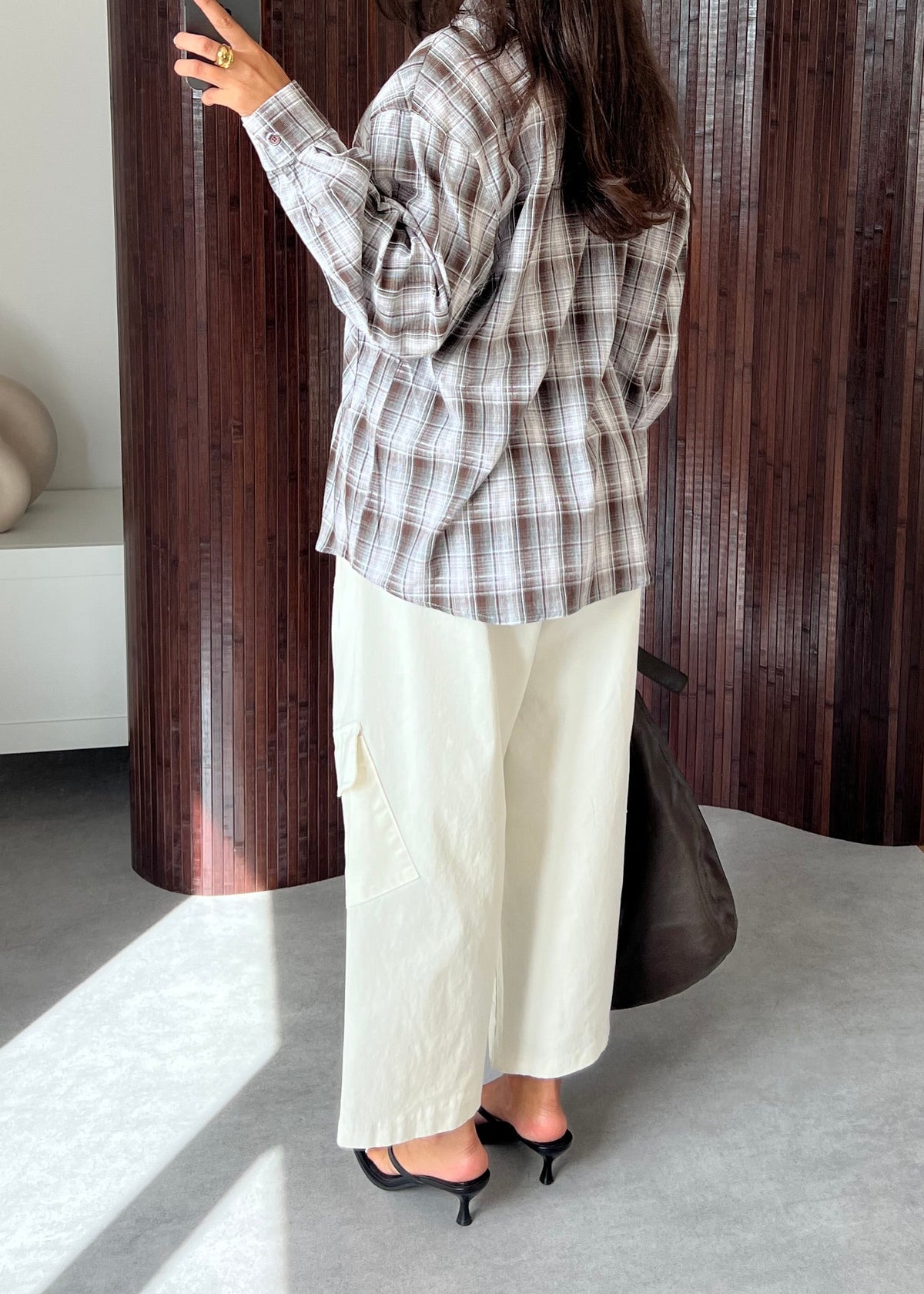 CHEMISE CARREAUX MARRON