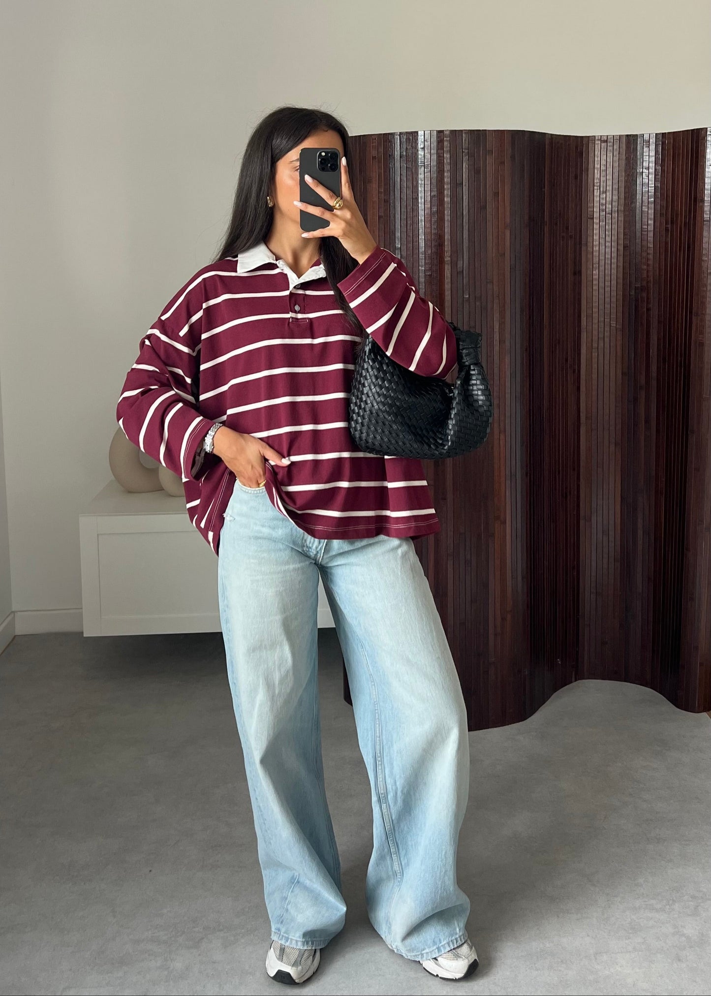 POLO RAYURE BORDEAUX