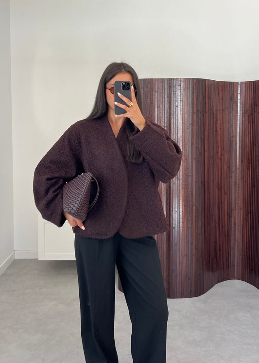 MANTEAU CROISÉ MARRON