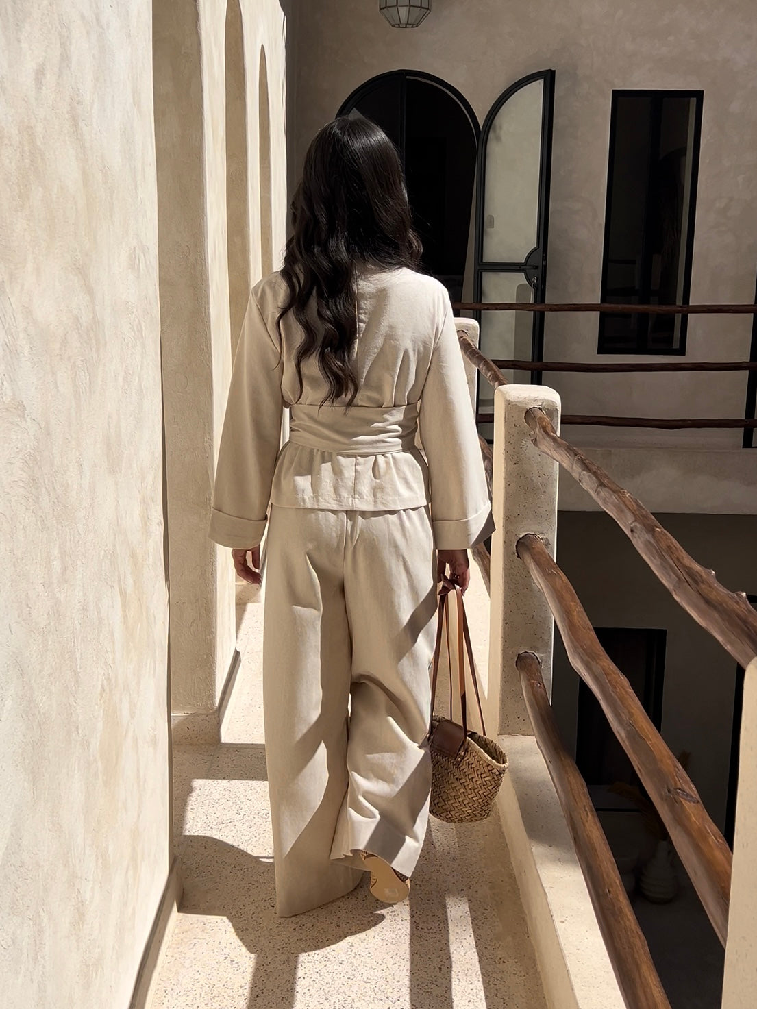 ENSEMBLE LIN À NOUER BEIGE