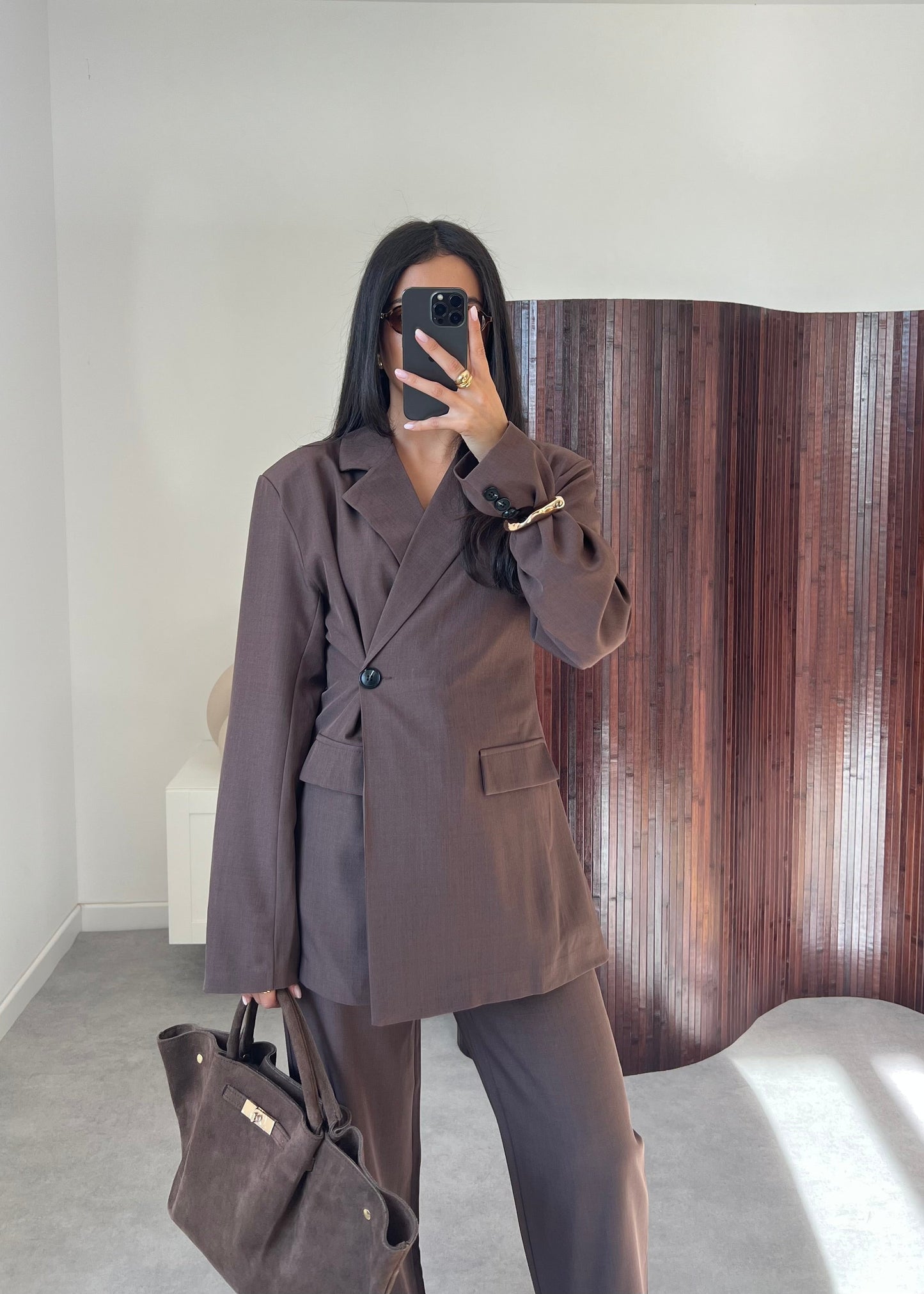 ENSEMBLE BLAZER CROISÉ MARRON