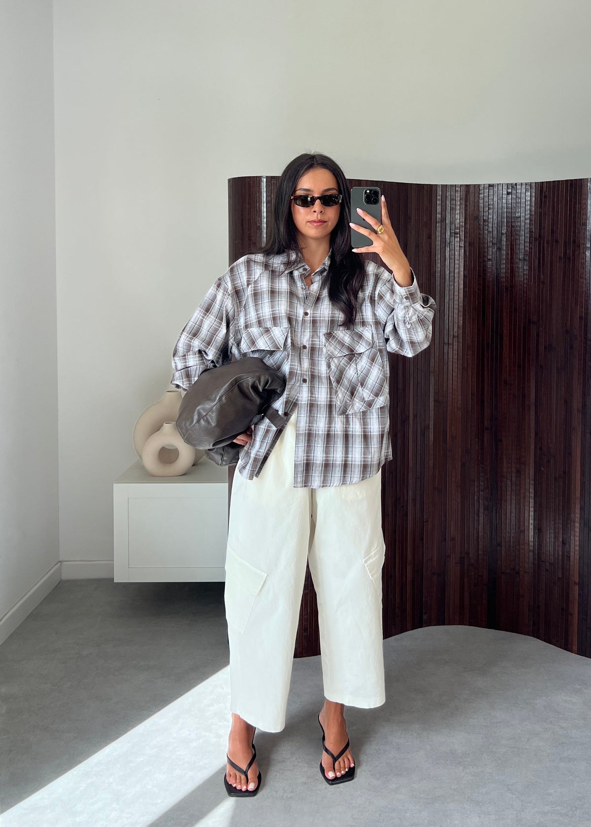 CHEMISE CARREAUX MARRON