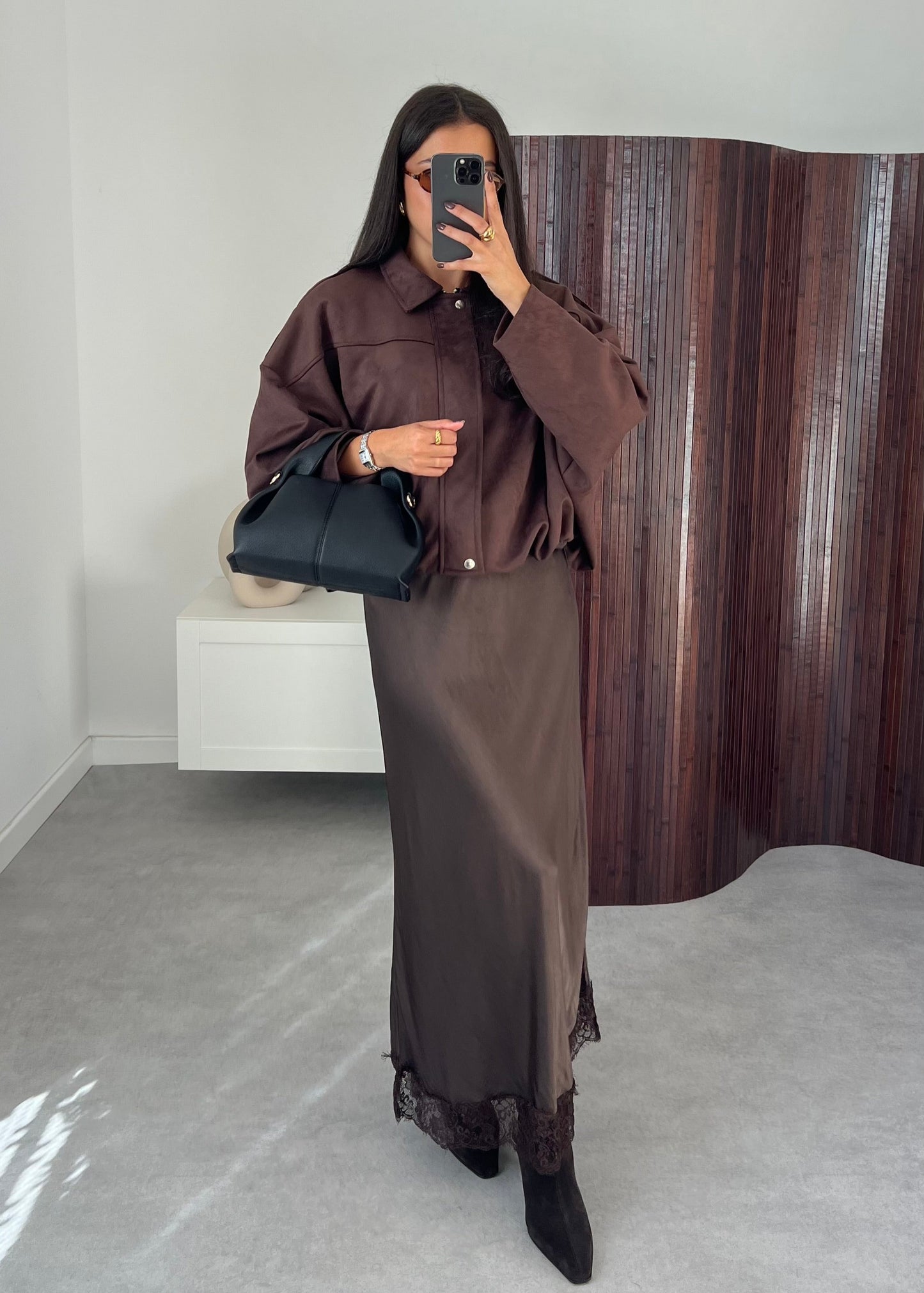 VESTE EFFET DAIM CHOCO