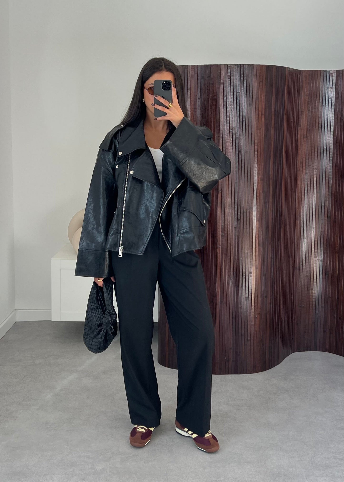 VESTE SIMILI CUIR OVERSIZE NOIRE