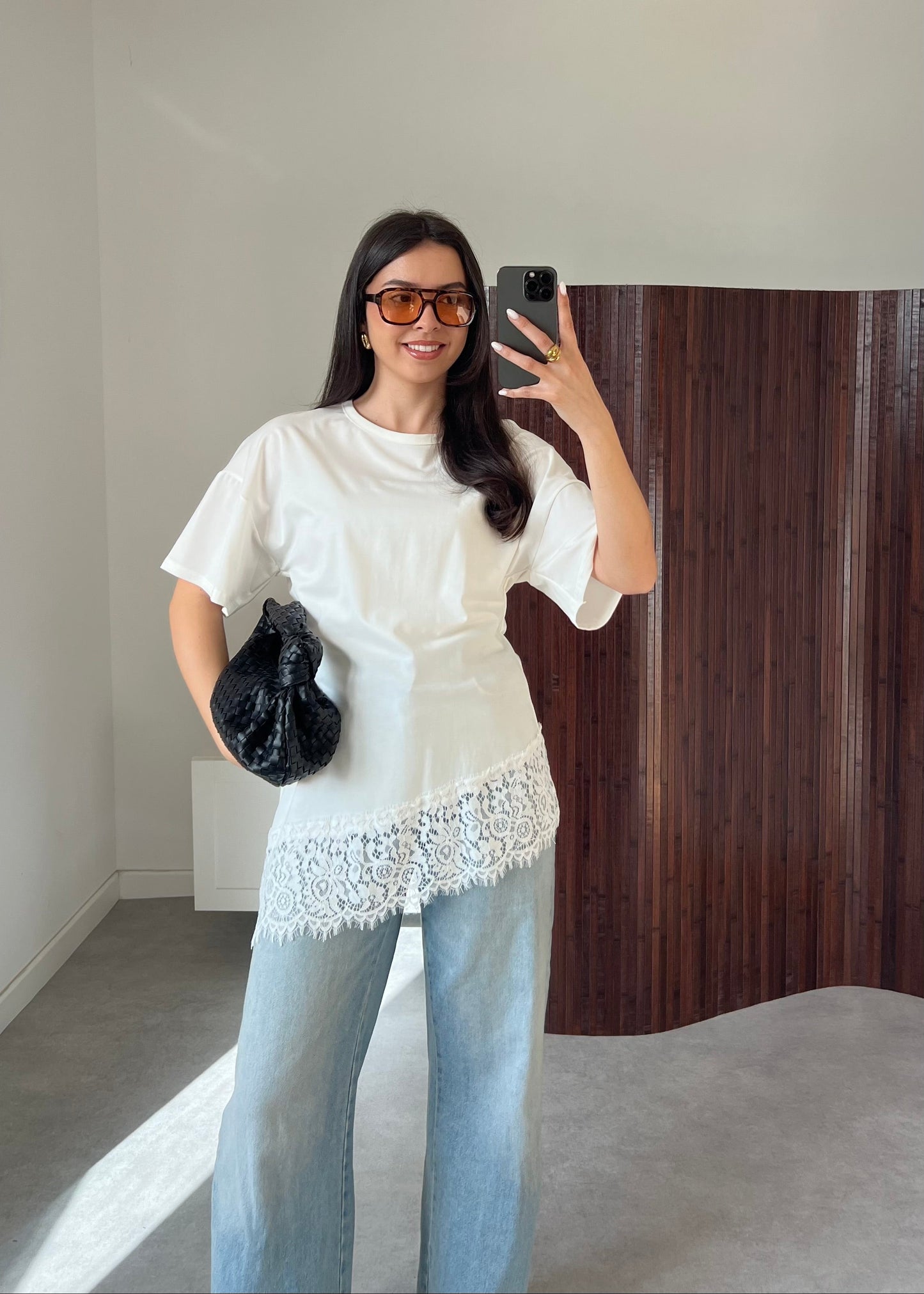 T-SHIRT DENTELLE BLANC