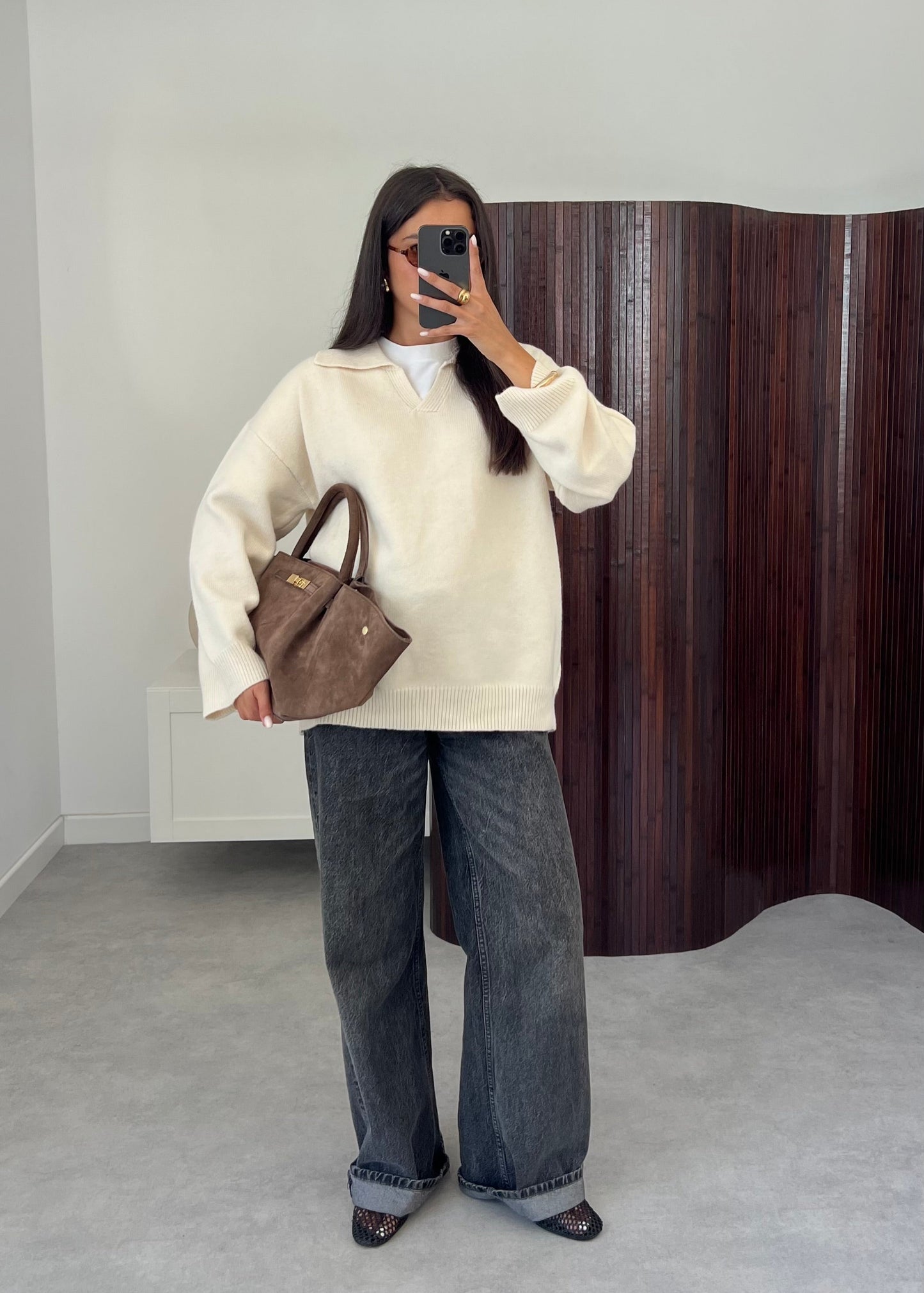 PULL COL POLO CRÈME