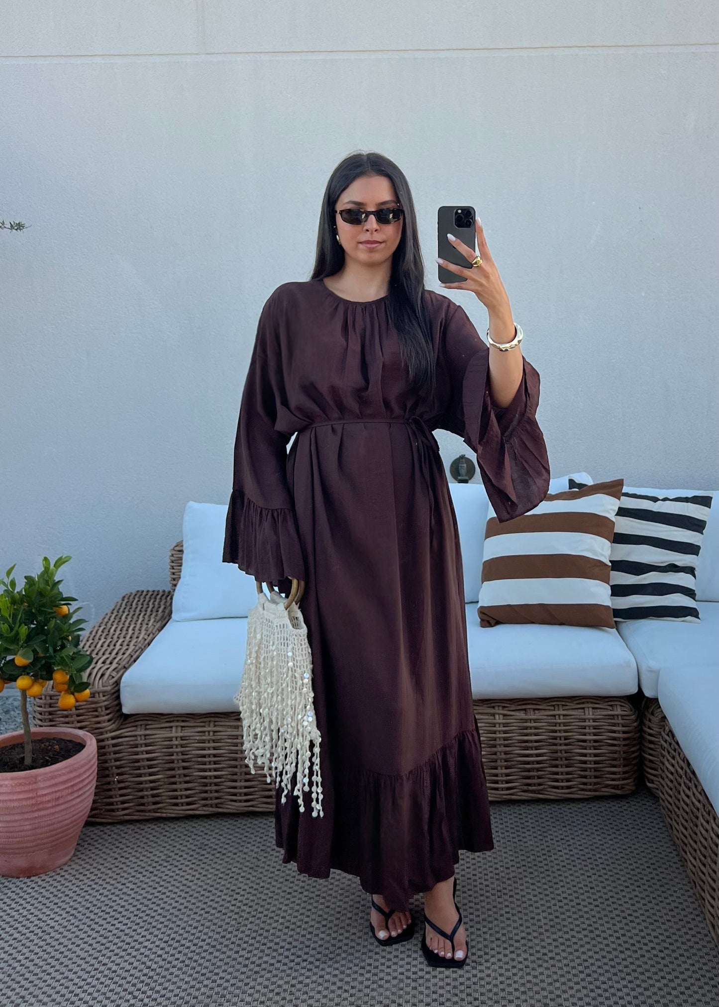 ROBE FLUIDE MARRON