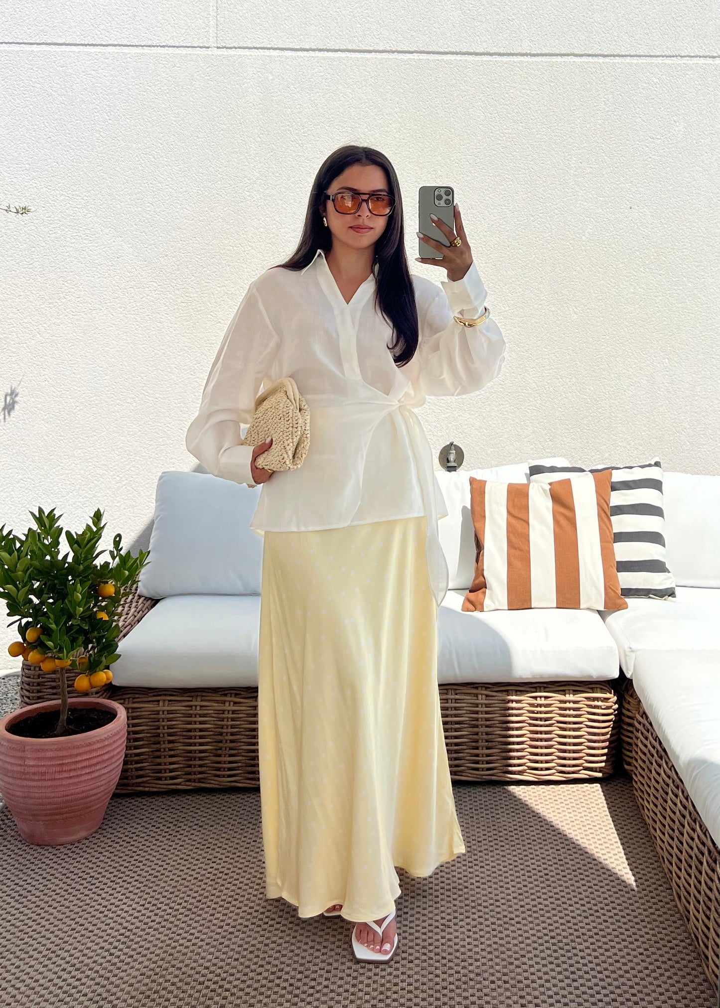 JUPE JAUNE POIS BLANC
