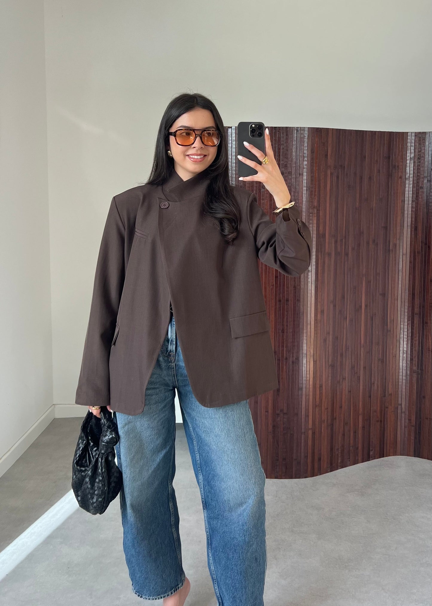 BLAZER COL CROISÉ MARRON