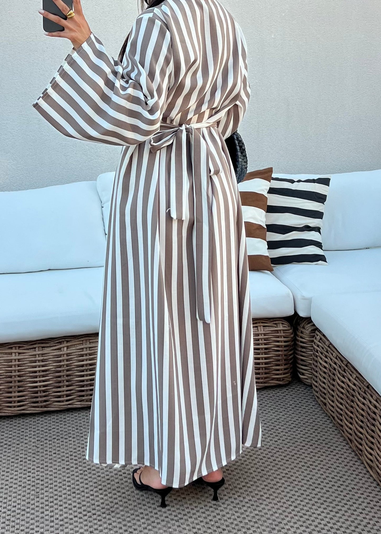 ROBE RAYURE TAUPE