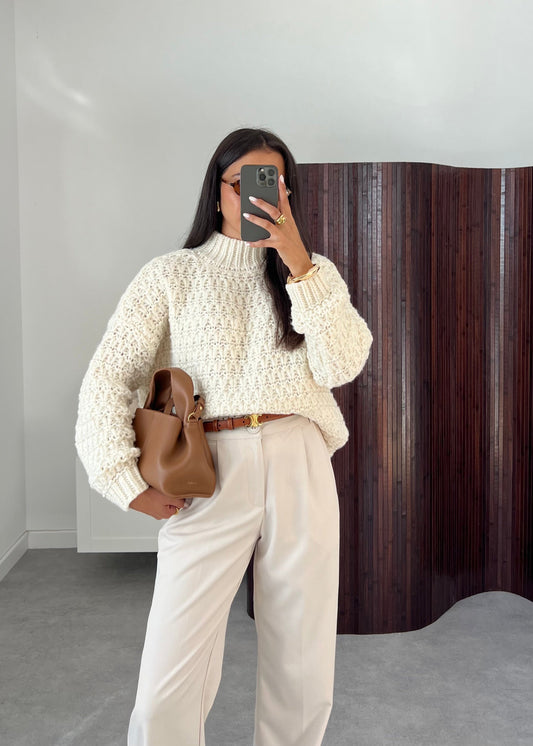 PULL GROSSE MAILLE CRÈME