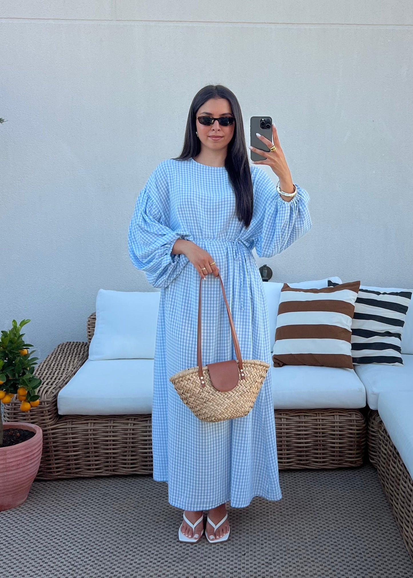 ROBE VICHY BLEU CIEL