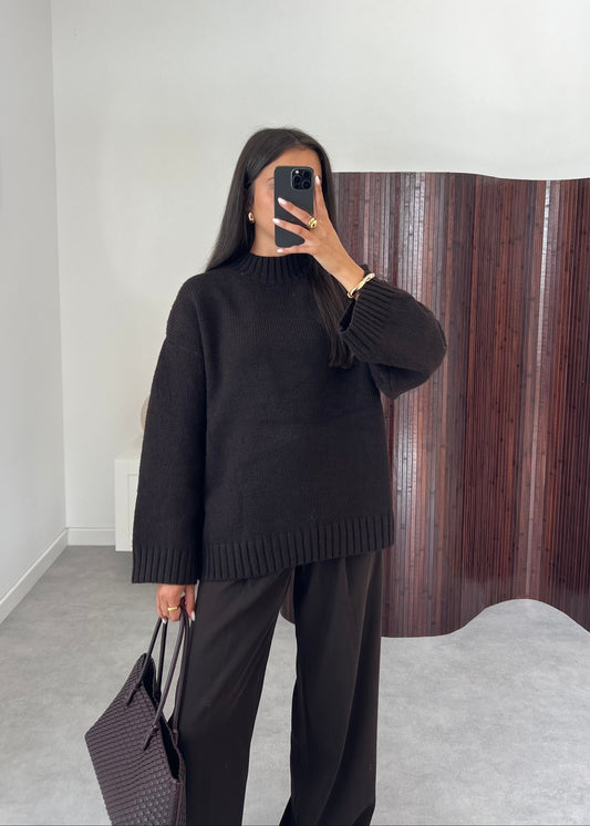 PULL COL MONTANT CHOCO