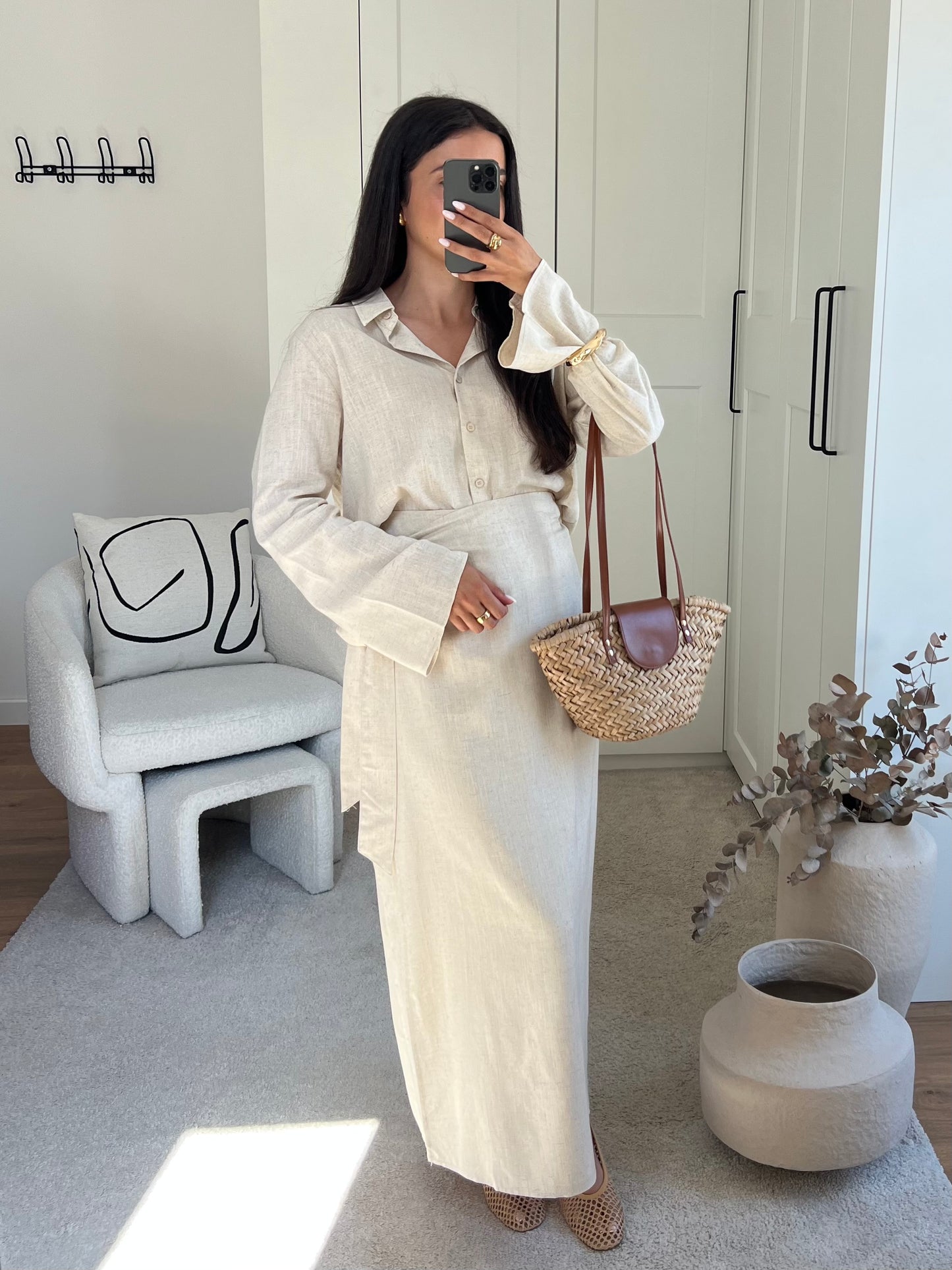 ENSEMBLE JUPE À NOUER LIN BEIGE