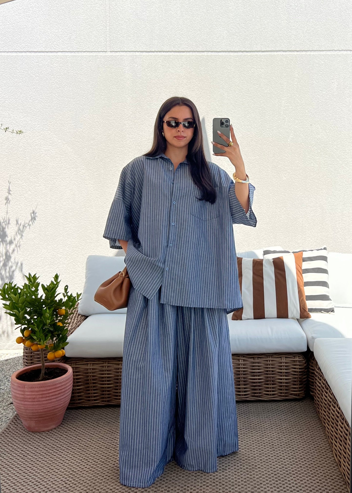 ENSEMBLE RAYURE BLEU