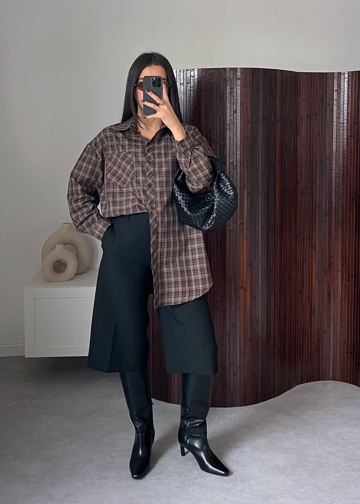 CHEMISE CARREAUX MARRON