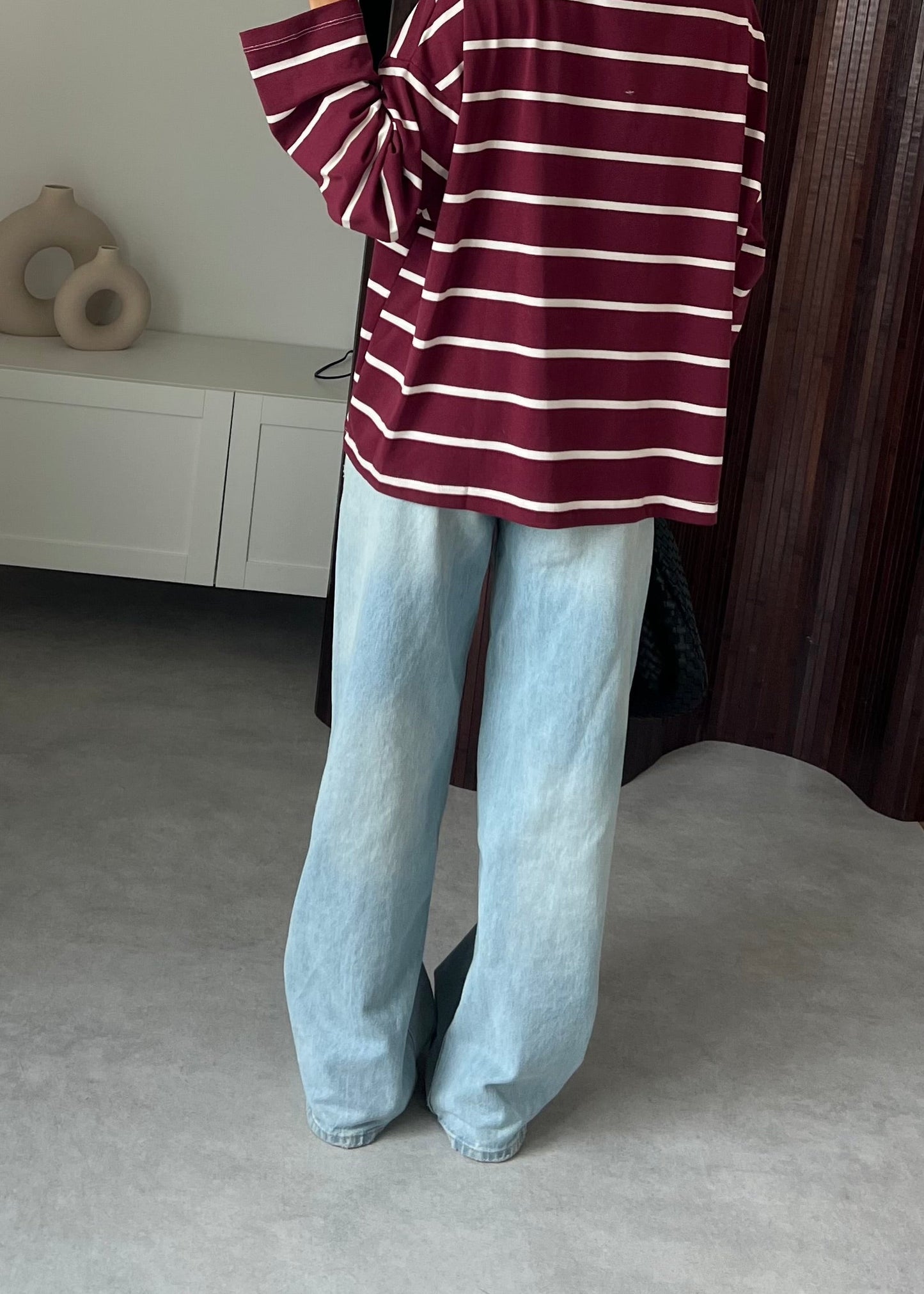 POLO RAYURE BORDEAUX