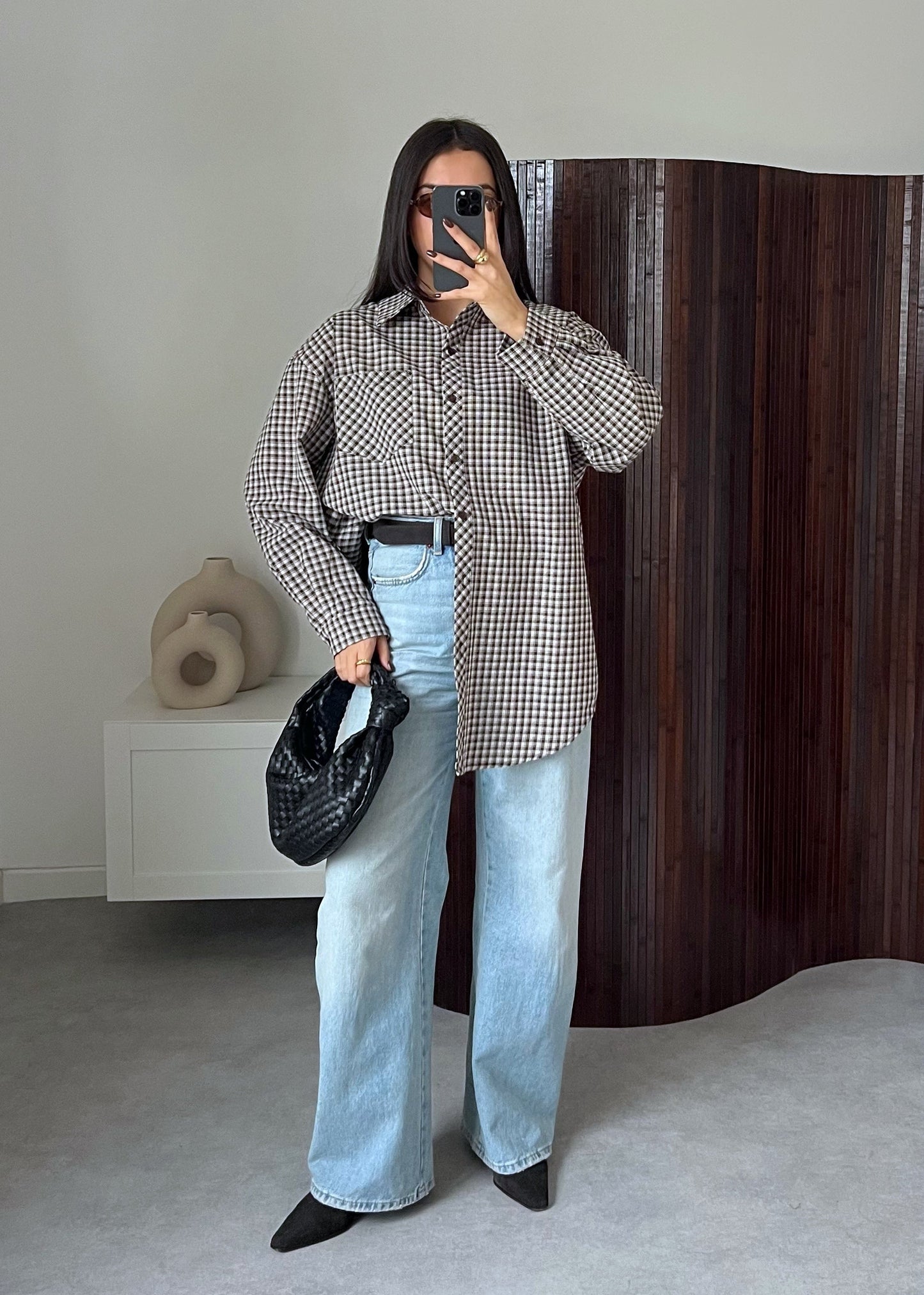 CHEMISE PETIT CARREAUX MARRON