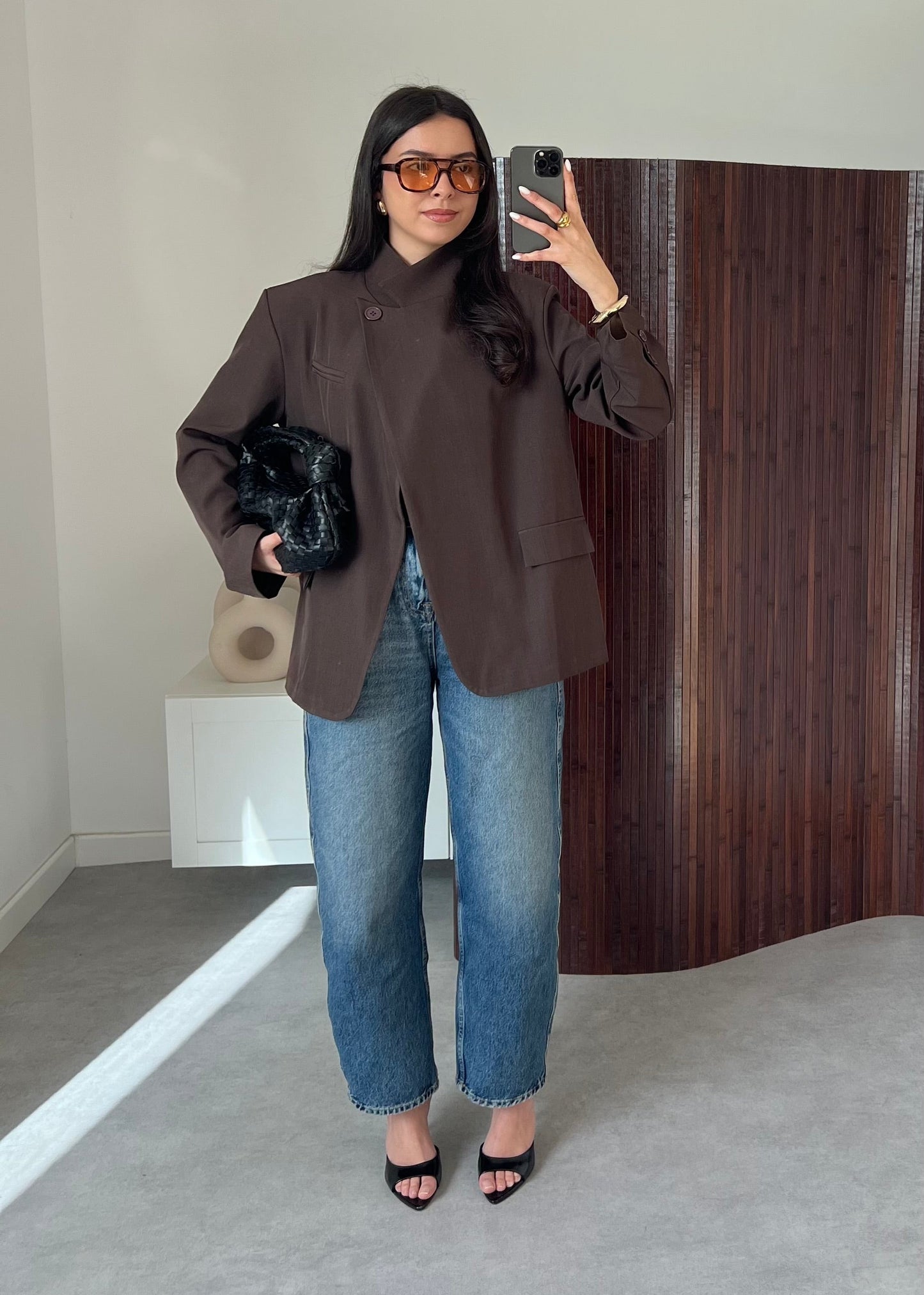 BLAZER COL CROISÉ MARRON