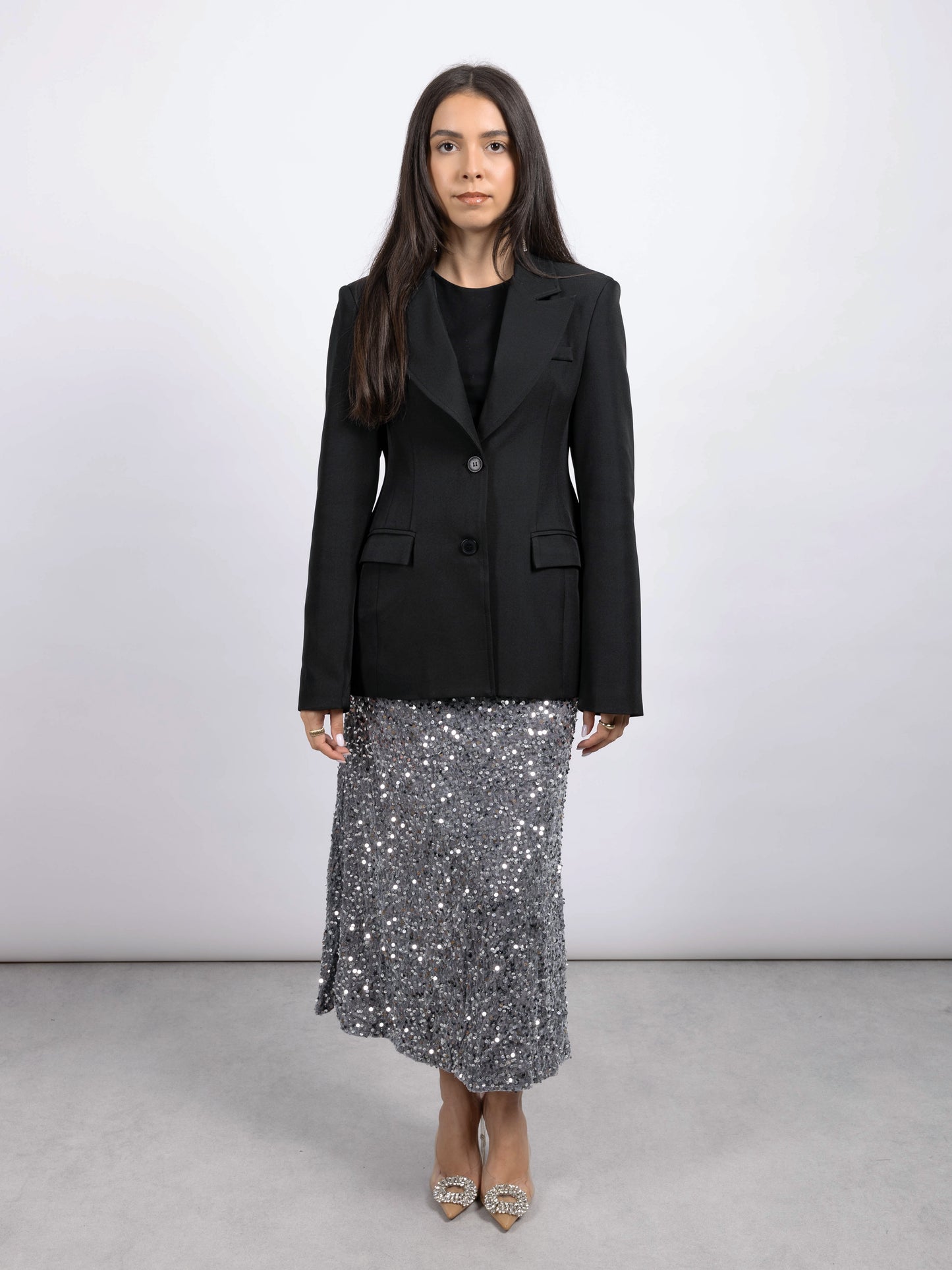 JUPE SEQUINS ARGENTÉ